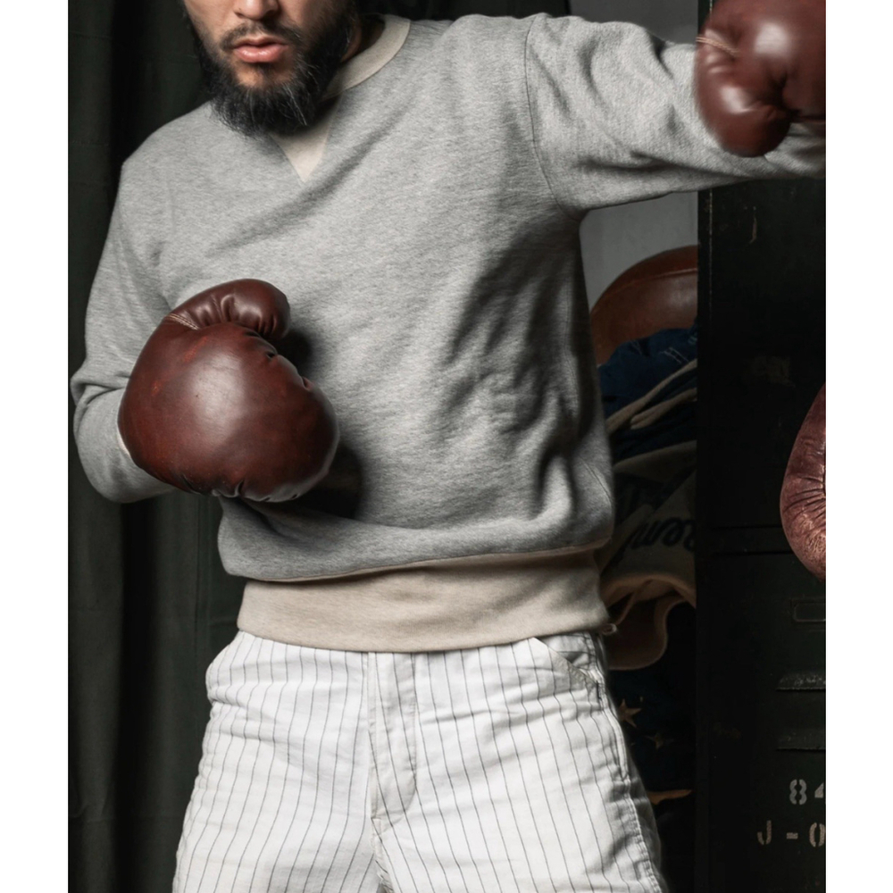 Bronson 1930 V-Neck Insert Boxing Sweatshirt Heather Grey Winter Mens Pullover42